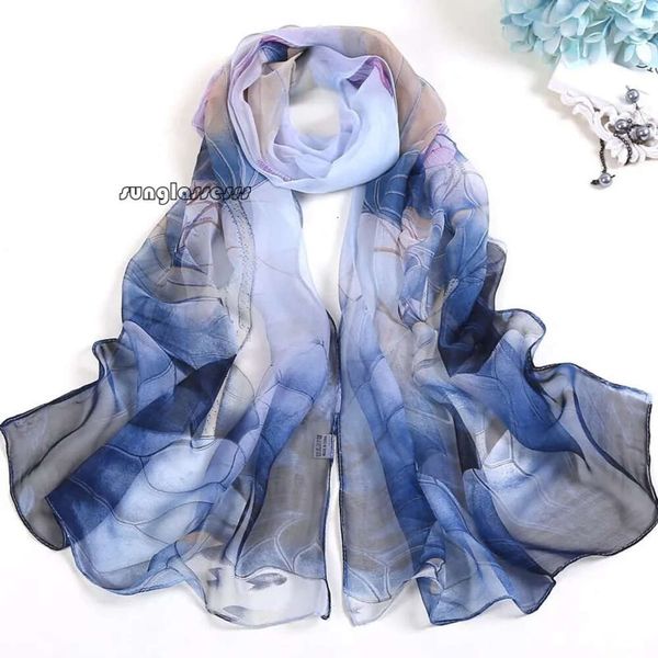 Schal für Frauen Blumen Lotus Blume Frauen gedruckt Chiffon Long Beach Großhandel Yiwu Herbst Winterschals