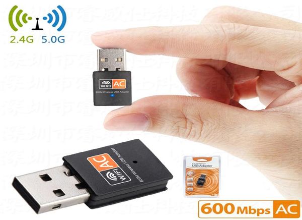 600 Мбит / с двойной беспроводной USB -адаптер AC600 24 ГГц 5 ГГц Wi -Fi Антенна ПК Mini Computer Network Card 80211AC5405046