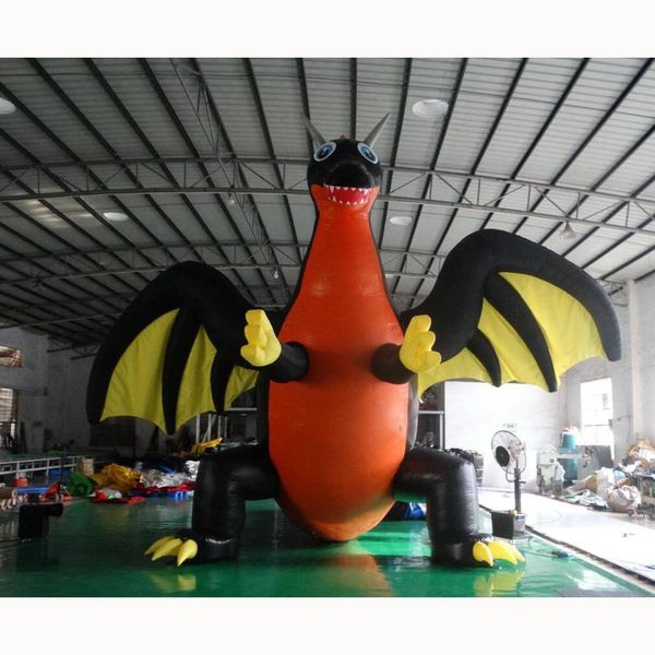 10mh (33 Fuß) mit Gebläse erschreckt schwarze Halloween Holiday Mall Decoration Giant aufblasbarer Drache mit Flügeln zum Verkauf