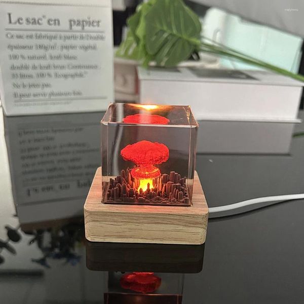 Luzes noturnas explosão nuclear cogumelo lâmpada de nuvem USB Modelo de bomba atmosfera para decoração da sala de estar em casa