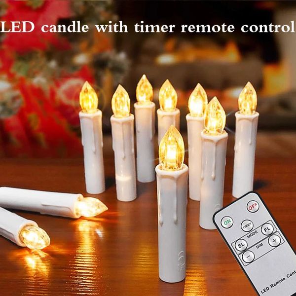 Candele a LED con fiamme lampeggianti a batteria gestita a candele di candele di candele Remoto Annies Decorazione False candele 240415