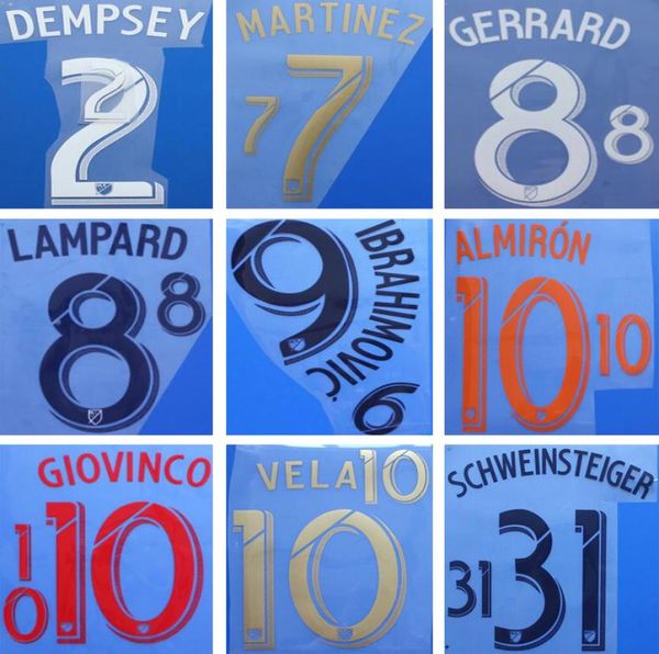 18 19 MLS Printing Soccer Namesets Ibrahimovic Vela Gerrard Lafc Stamping Football Stickers Dempsey Lampard La Galaxy Impressionou LE4783115