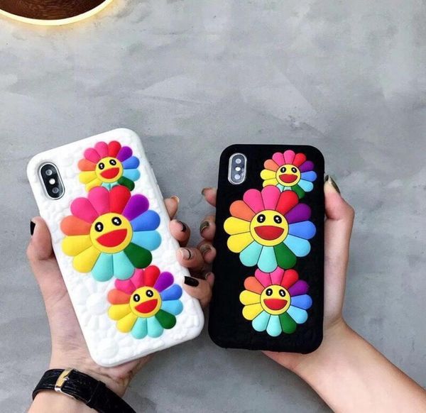 3D Sun Flower Silicone Back Cover Case Soft Rainbow Color Smiling Faceme Emoticon Phone для iPhone13 12 116130530