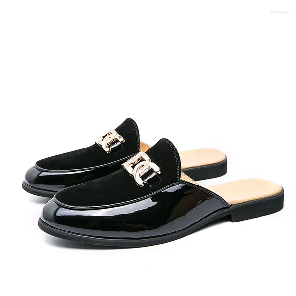 Shoppers Summer Slowers Patent Leather Casual Driving Shoes Logs Lightweight Flats Sandals metade para homens grandes tamanho46