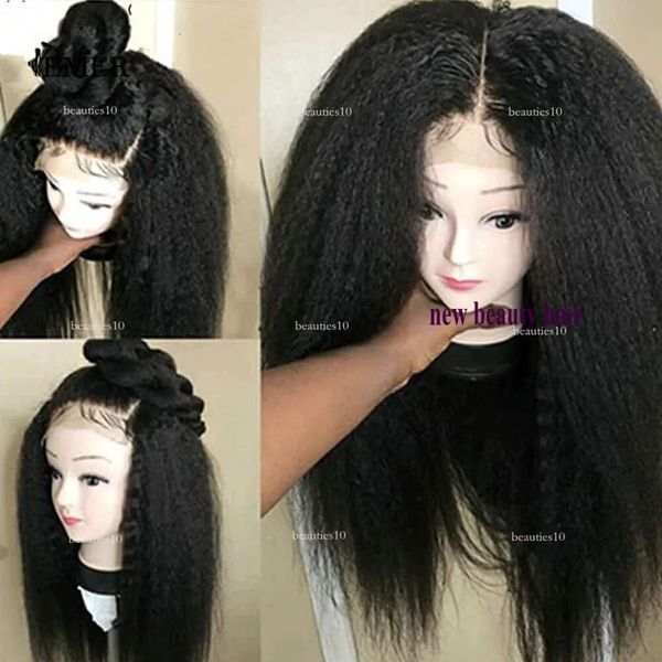 Black/Brown/Bury Natural 360 Wigs Full Wigs con peli di bambini Long Righy Dritta Sintetica Wig anteriore per il costume da donna Afro Deep Parte