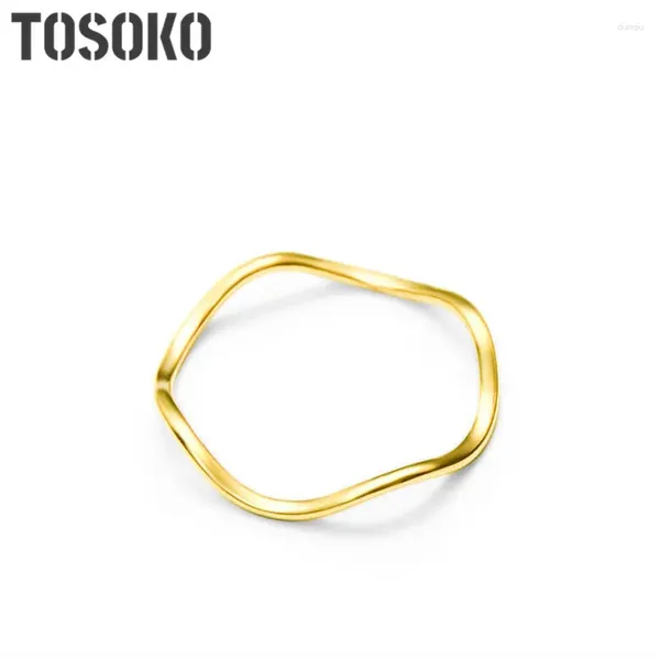 Ringos de cluster Sodrov Jóias de aço inoxidável anel ondulado simples para mulheres BSA104