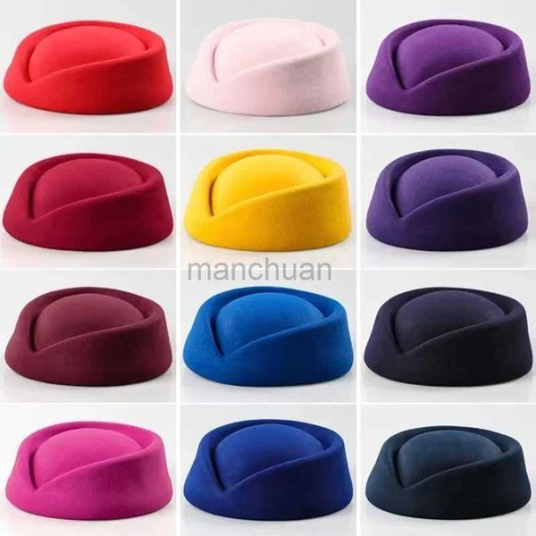 Beret Beret Hat Caps Airline Stewardess Letgestant Vintage Hate Hat Uniform Stewardess Pillbox шляпа Hat Dropshipping D24417