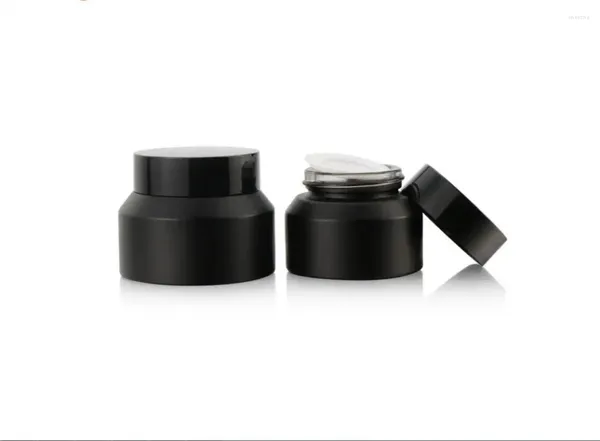 Speicherflaschen 15G schwarzer Glascreme Jar Topf Zinn Cap Eye Cream/Serum/Haarwachs/Essenz/Feuchtigkeitscreme/Nacht Gel Kosmetische Packung