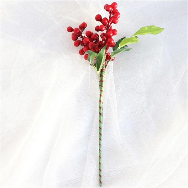 Dekoratif çiçekler dalgıç kağıt çiçek buket Noel dekorasyon simülasyon kırmızı jöle meyve şube tek köpük yaban mersini