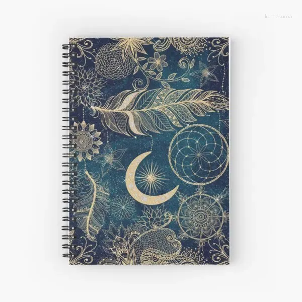 Dream Catcher Feathers Spiral Journal Notebook for Women Men Memo Notepad Sketchbook Diary Book Note Study Work