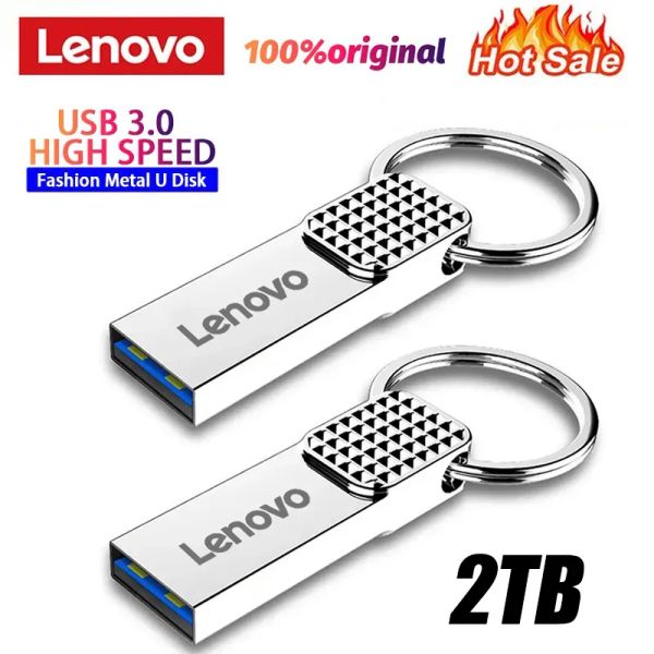 Adaptador Lenovo 2TB original USB 3.0 U Drives de flash de disco OTG Metal de alta velocidade Pendrive portátil impermeável tipo C Memoria USB Stick