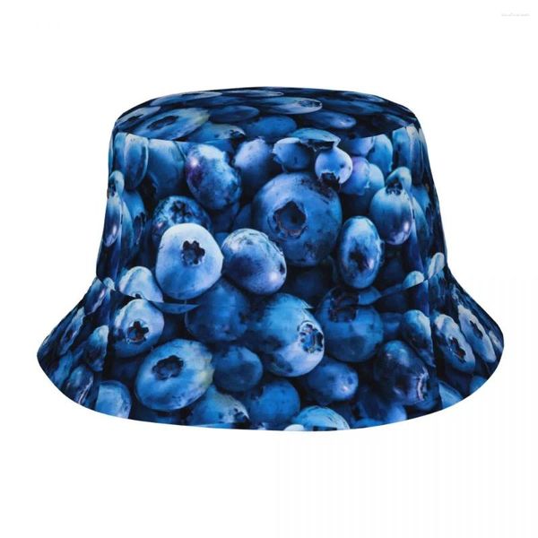 Beralar Blueberry Azure Buck Hat Unisex Tatlı Desen Balıkçı Şapkaları Vintage Av Kapakları Katlanabilir Hawaii Tasarım Güneş Koruyucu