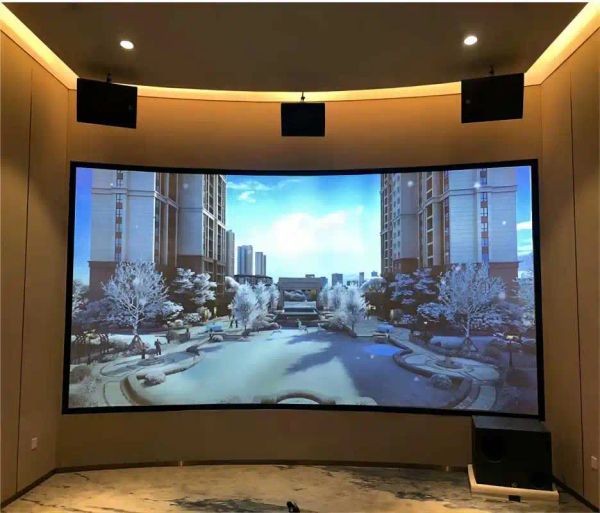 2023 de alta qualidade tecida de tecido branco Personalizar HD 3D Curved Fixed Frame Projector Tela para tela de projeção de cinema doméstico