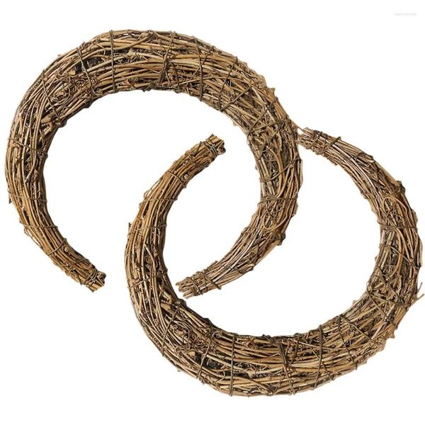 Dekorative Blumen Rattan Girland DIY Hoops Kranzmaterial Kreis Mond für handgewebte Ringe machen Accessoire Dream Catcher Zweige