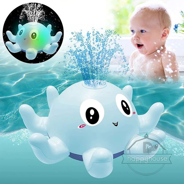Brinquedos de banho de bebê Spray Water Chouper Swim Pool Bathinging for Kids Electric Whale Ball com música leve LED 240415