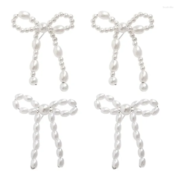 Orecchini per borchie delicate stalloni auricolari bowknot perni versatili di gioielli eleganti imitazione perle fantastiche per ogni occasione f19d