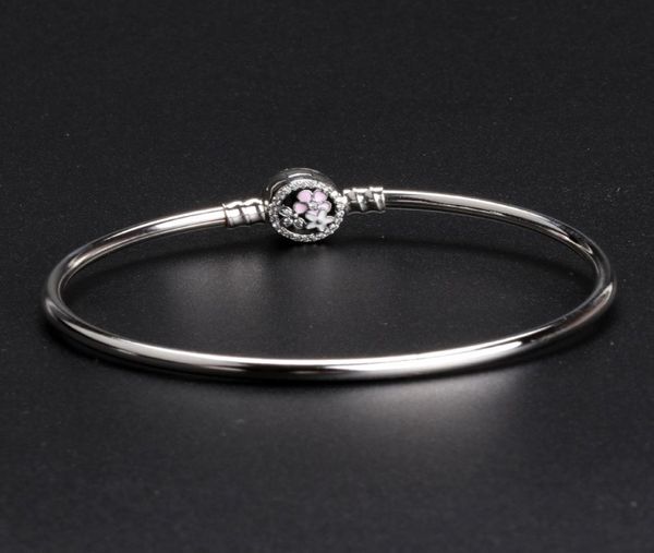 2018 Moda 925 Sterling Gümüş Bangle Bloom Çiçek Emaye tokası Takılar için Gümüş Boncuklar Bilezik Kadın Mücevher Yapımı 3091648