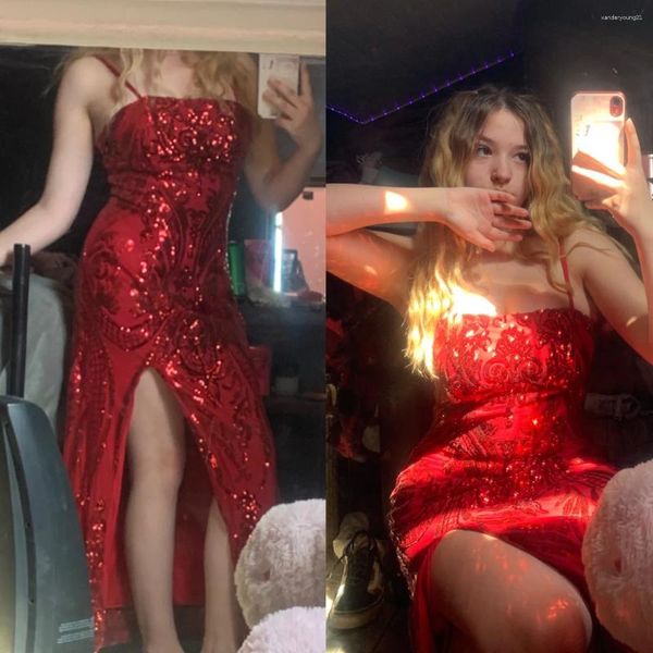 Vestidos de festa, espaguete fino, comprimento do tornozelo reto do baile de formatura sexy e sexy com lantejoula de lantejoulas de formatura de lantejoulas de regresso a casa