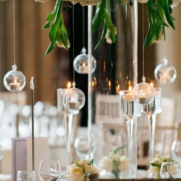 Portacandele 12 pezzi round sospeso supporto candelasticching in stile succulento decoro domestico vaso vetro dia.6 cm Luce a forma di globo