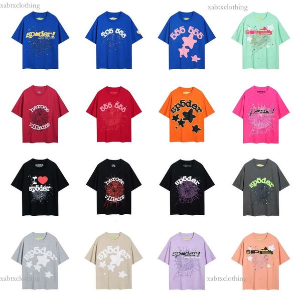Camiseta de aranha camisetas rosa t sp5ders camiseta feminina mens 555 manga curta case casual sweetshirt tees gráficos de hip hop estilista tshirts young band 5555555
