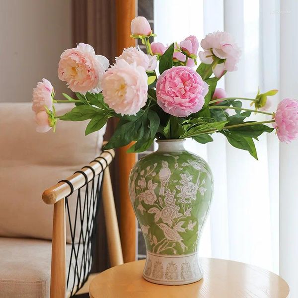 Vasos de ponta de porcelana azul e branca de vasos decorações de sala de jantar Light Luxury Style Home