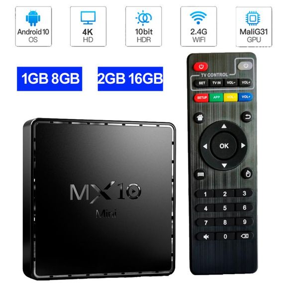 MX10 Mini Android 100 TV Box 2 GB 16GB Smart Media Player Allwinner H313 Quad Core 24G WiFi 4K Film home 1G 8G TVBox5588117