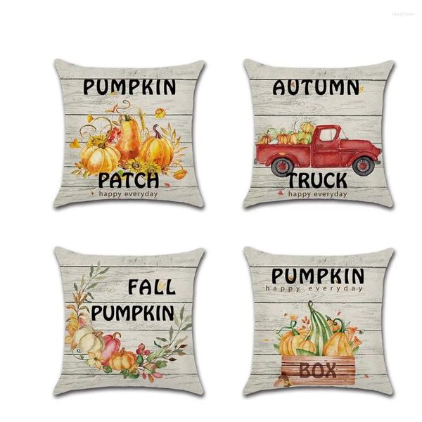 Cuscino Happy Fall Pumpkins Cover Halloween Covers Decor da casa per la casa per il divano Letto decorativo 45x45 cm