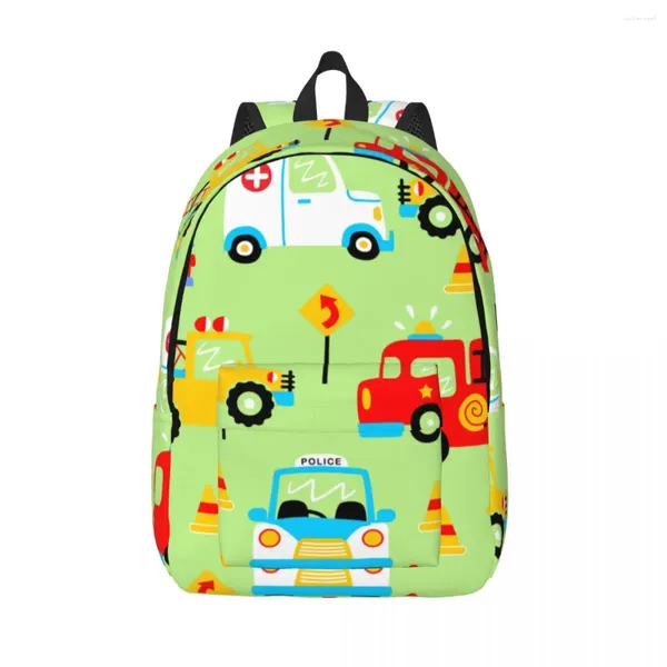 Laptop de mochila exclusivo desenho animado carros de resgate veículos bolsa escolar bolsa de estudante durável menina viagens