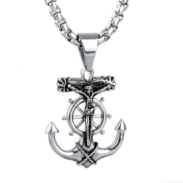 Designer Halskette Edelstahl Accessoires Halskette Herren Schmuck Marine Anhänger Titanium Stahl Jesus Anker Anker Anhänger