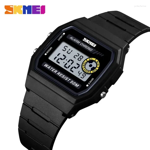 Нарученные часы Skmei Women Fashion Sport Sport Watch Alarm Alarm Digital Girls смотрит на водонепроницаемые PU часы Relogio Feminino 1413