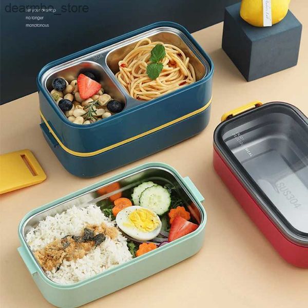 Bento Boxes Dropshipping Portable Lunch Bento Box Girls School Kids Plastic Picnic Microwave Food Box с компартментами хранения контейнеров L49