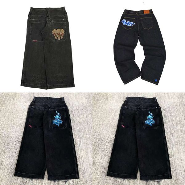 Hochwertige Herrenjeans Jnco Y2K Harajuku Hip Hop Poker Grafik Retro Blue Baggy Denim Hosen Herren Damen Gothic High Taille Wide Hosen 79