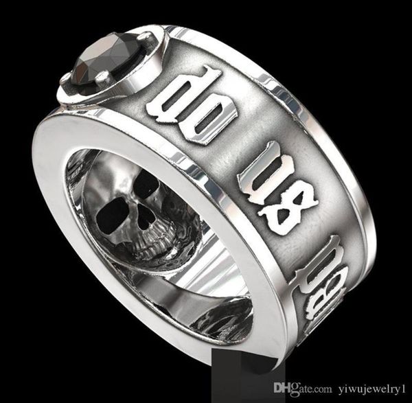 039Till Death Do Us Teil039 Edelstahlschädel Ring Schwarz Diamant Punk Hochzeit Engagement Schmuck für Männer Größe 6 137164921