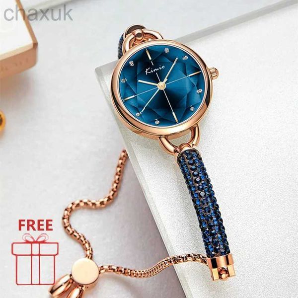 Bilek saatleri Kimio Kadınlar İzler Elmas Bilezik Kristal Band Watch Ladies Marka Lüks Kadın Saat Dropshipping Quartz Saat Hediyeleri D240417