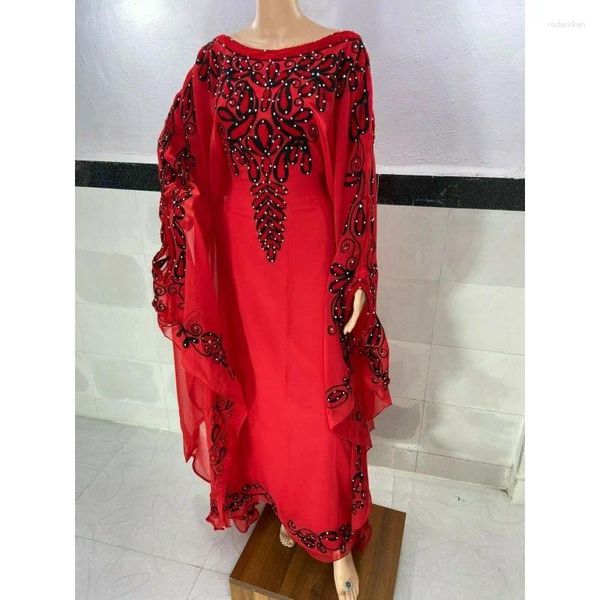 Abbigliamento etnico abito rosso abito rosso marocchino caftan georgette jilbab tendenze della moda arabica