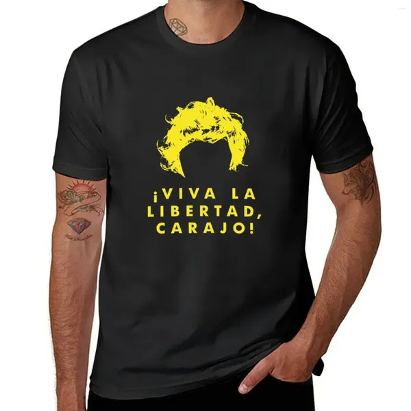 Männer polos viva libertad gelb Milei T-Shirt Zolldesign Ihr eigenes kurzes Ärmel T-Shirt Plus Größen Grafik Herren T-Shirts Casual Stylish