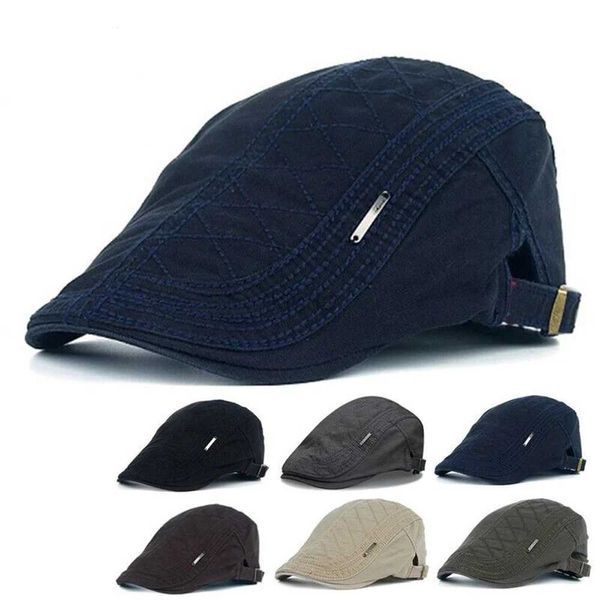 Berets 1pc New 2023 Spring Summer Retro Регулируемые мужчины хлопковое плющ -квалочная крышка газеты Beret Cabbie Gatsby Hat Hat Outdoor Styling Cap D240417