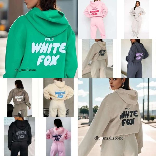 White Foxx Set White Foxx Hoodie Frauen Designer Sportswear White Foxs Hoodie Set 2 Stück Set Frauenanzug Sporty Long Sleeve Pullover