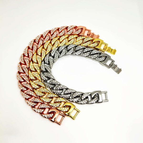 Necklace Designer Men Women Hip Hop Trendsetter Chain Cuba Chain 14mm Diamond Simple Hiphop Gold Placed Necks Straight
