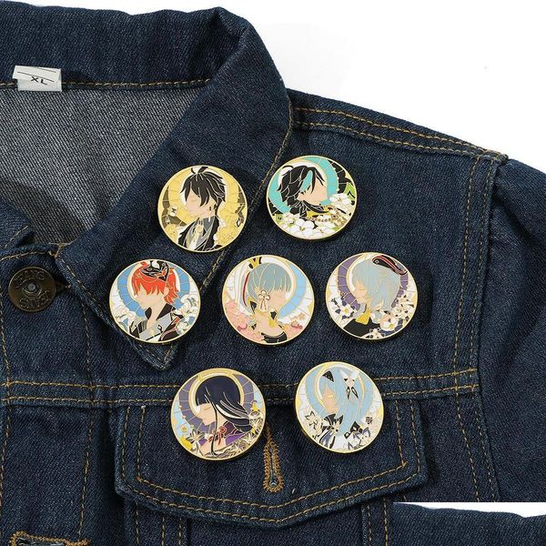 Acessórios para desenhos animados Genshin Impacto Personagem Periférico Broche em forma de moeda em forma de pino Figuras de roupas Citches Droga Droga para crianças MA DHW9H