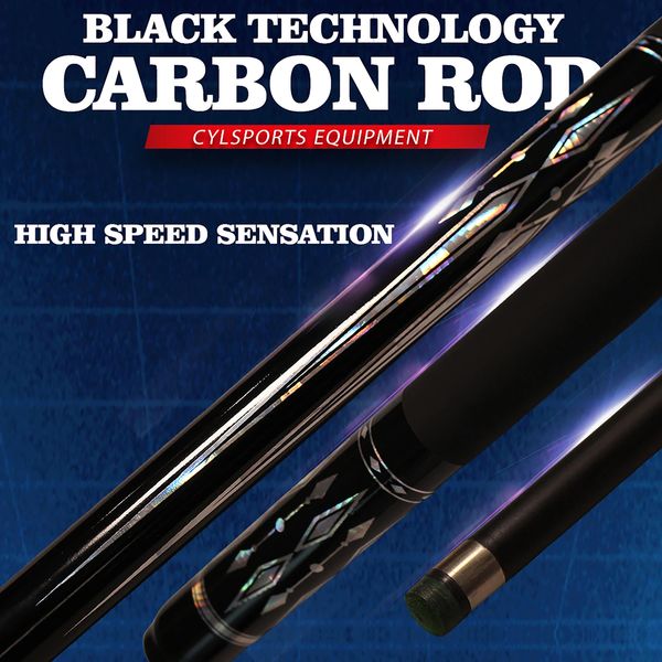 Cue de bilhar com fibra de carbono de alta qualidade com marca d'água a laser e interface de metal - SS 240401 rápido rápido -