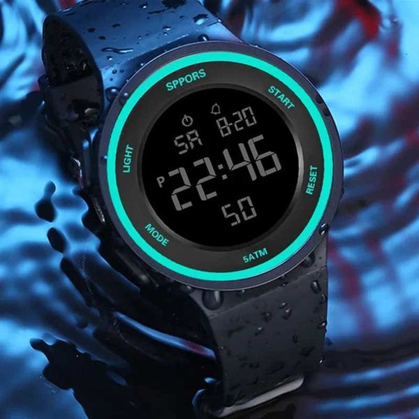 Q1P0 Relógios de LED à prova d'água de Wrist para homens Esportes ao ar livre Men Digital Led Quartz Alarm Men Wrist Watch Moda Electronic Watch Relogio New D240422
