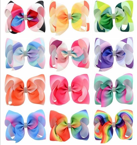 Babysh Hairpins da 55 pollici Bellissima arcobaleno color grorosgrain barretta nastro per capelli Accessori per capelli a bowknot A575851825