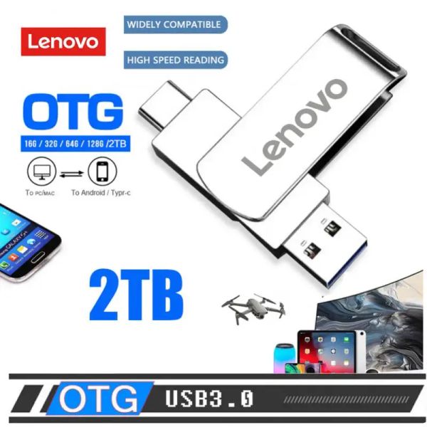 Adaptador Lenovo USB 3.0 Flash Drive OTG Pen Drive 2TB 1TB 512GB 256 GB 128 GB USB Stick Pendrive USB y Tipo C Frete grátis