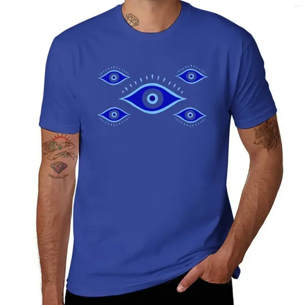 Polos da uomo Blu Evil Eye T-Shirt Nazar T-Shirt Anime Short Short Maniche