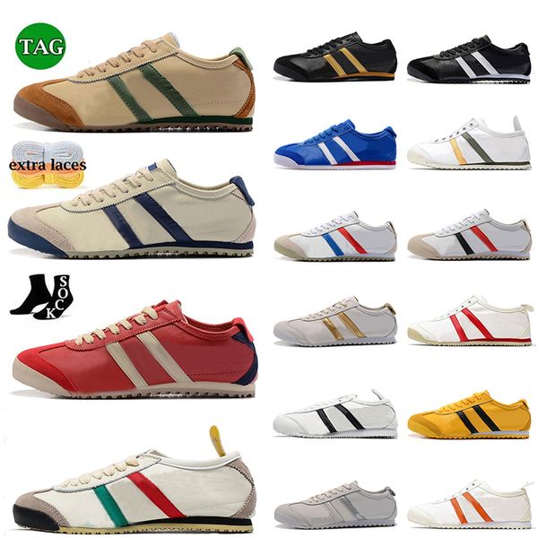 Erstklassiger Designer Tiger Mexiko 66 Freizeitschuhe Onitsukass Mode-Bahnsteig Trainer Herren Frauen vor schwarz Silber Onitsukass Sneakers Slaafers kostenlos 36-45