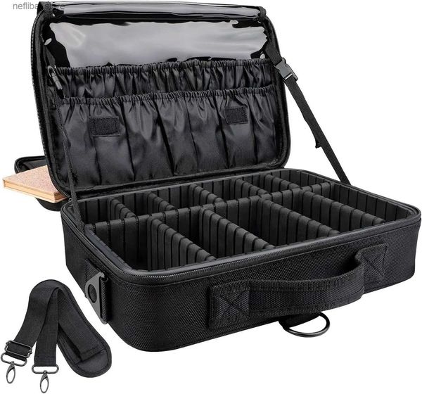 Bolsas de cosméticos Travel Bag de maquiagem Case de estojo de estojo cosmético Bolsa de armazenamento de organizador com divisores ajustáveis para escovas de maquiagem de cosméticos higiene pessoal L410