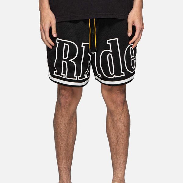 Rhude Letter Stampa High Street Mesh Culleging Ins Trendy Street Shorts versatile casual shorts