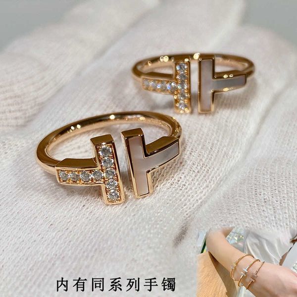 Дизайнер Tiffenny Bracelets Роскошные ювелирные изделия T Family Double Ring Womens Fashion Diamonds, установленные с помощью чистого серебряного серебра 18 -кара