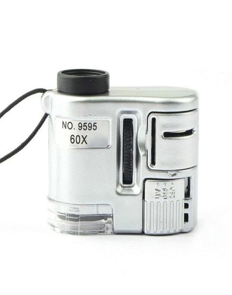 Mini 60x LED UV LICHT Taschenmikroskop Schmuck Lupe Loupe Tragbare Handheld -Vergrößerung Glasswährung Detektor 8614397